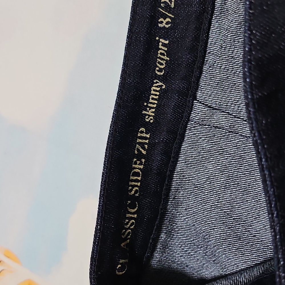 Talbots Dark Blue Side Zippered Skinny Capri Denim Pants Size 8/29‎ NWT - Picture 3 of 6